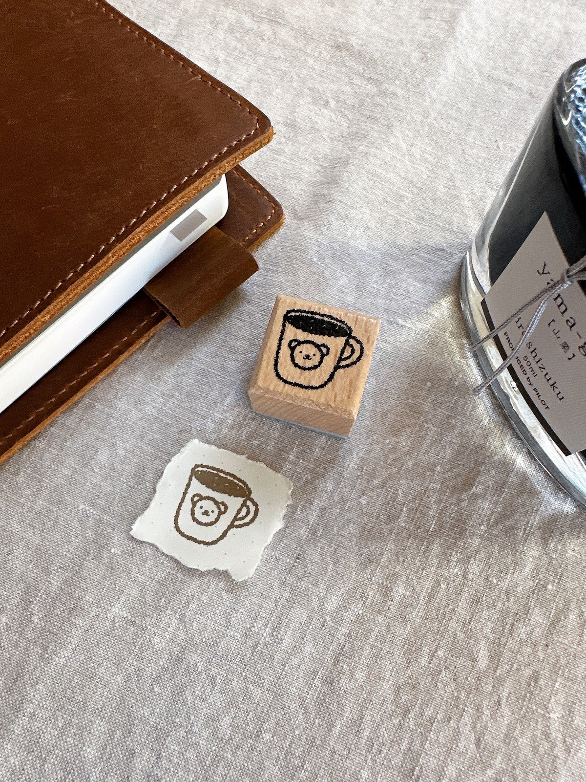 Bear Mug Wooden Stamp