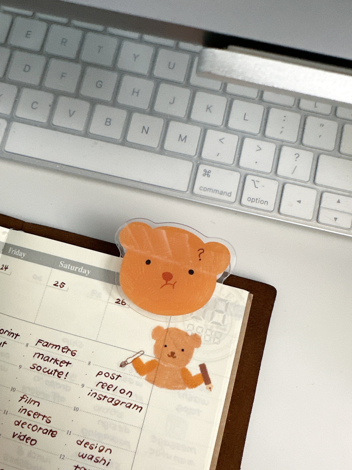 Double Sided Beary Confused Acrylic Clip