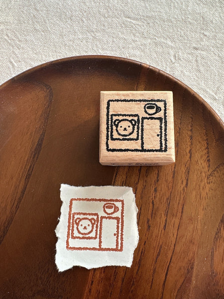 Bear's Coffee Shop Wooden Stamp