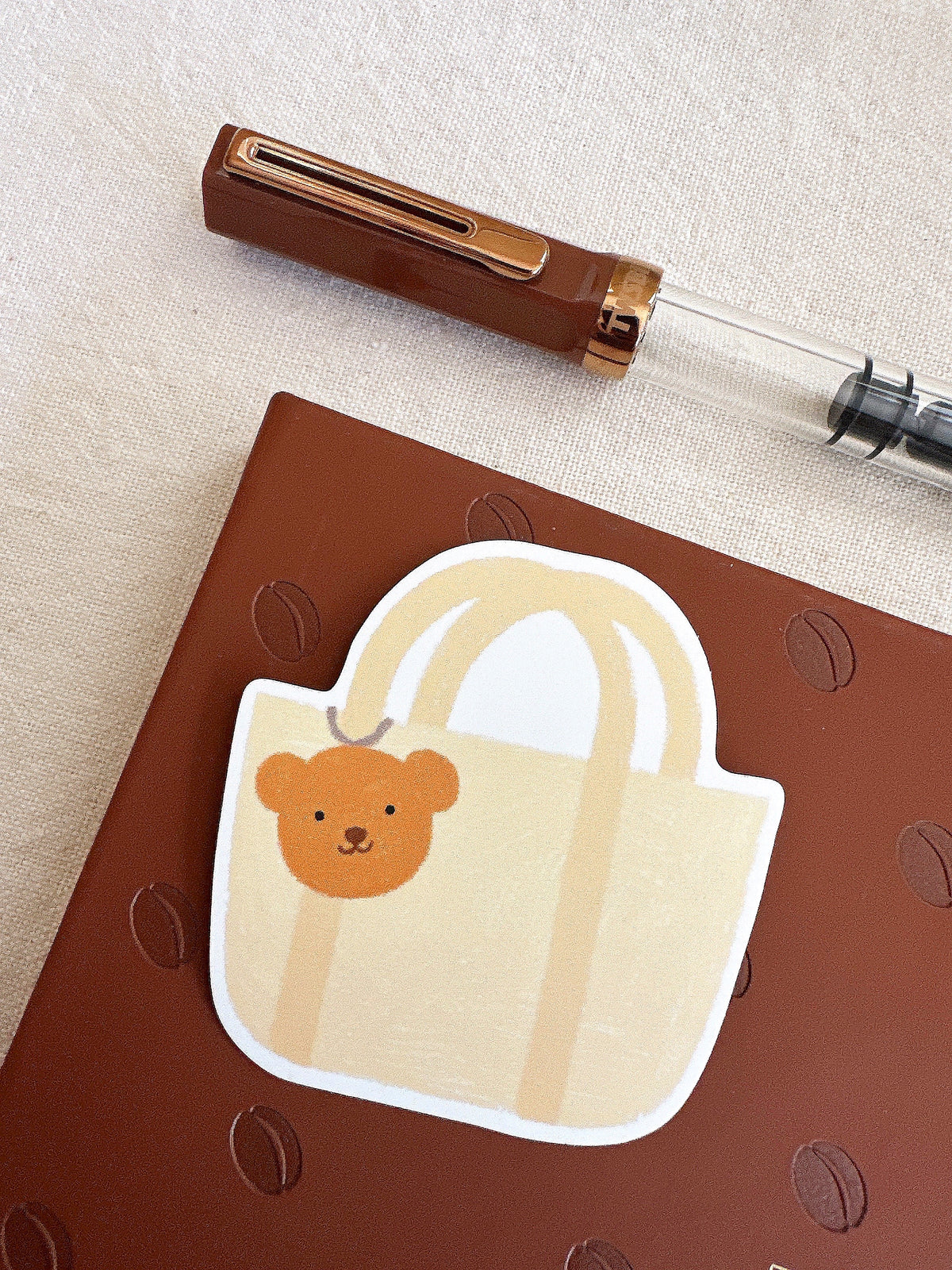 Teddy Charm Planner Bag Die Cut Sticker