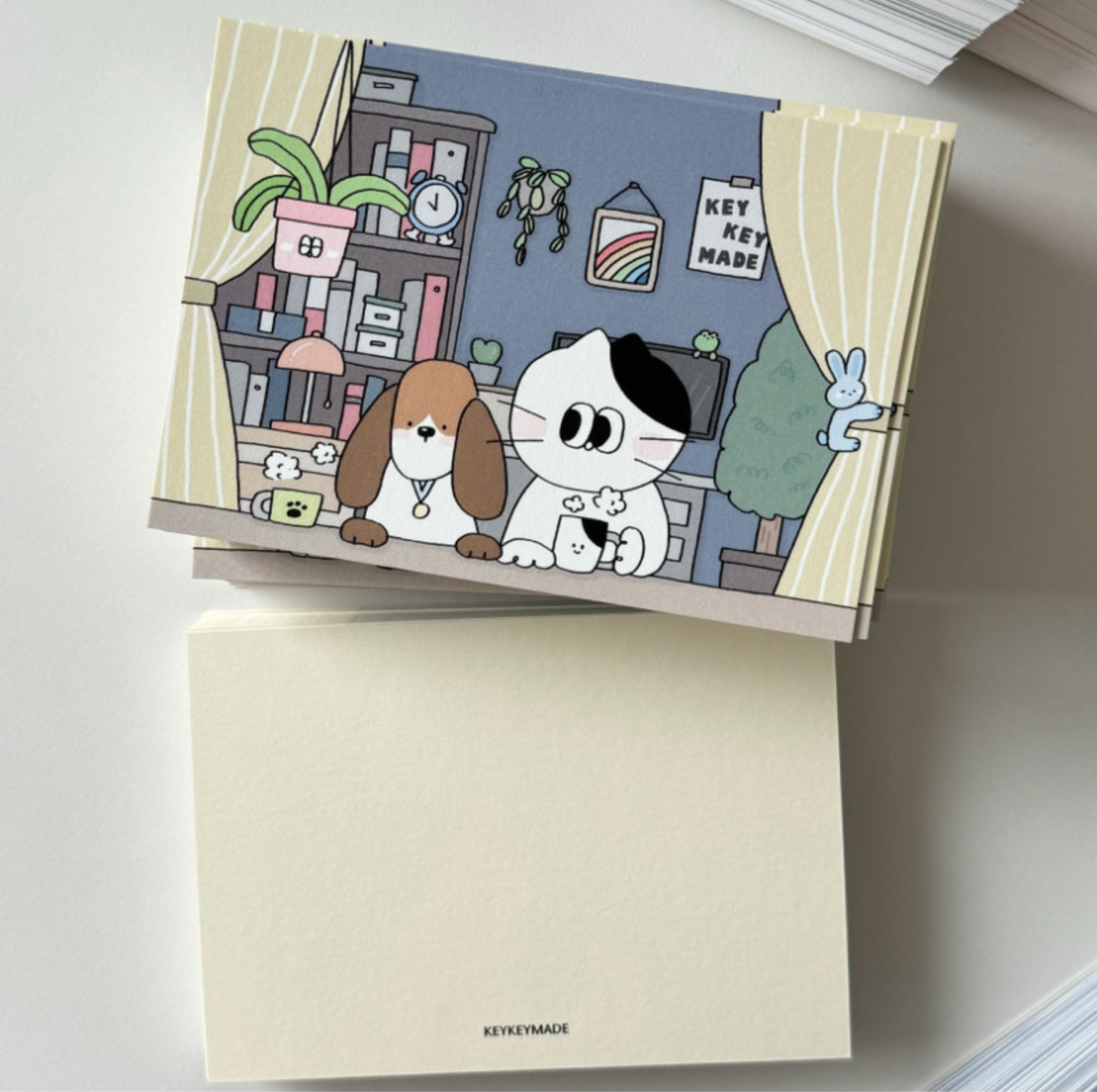 Keykeymade Puppy and Kiki Illustration Postcard